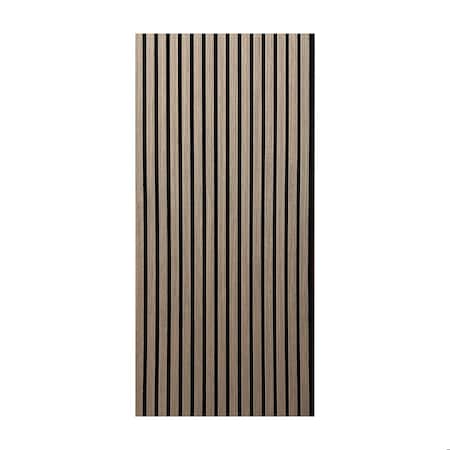 Ejoy Acoustic Slat Wood Wall Cladding Panel With Real Wood Skin Veneer, 94.5in x 24in x 0.8in ACPRW003-GreyWalnut